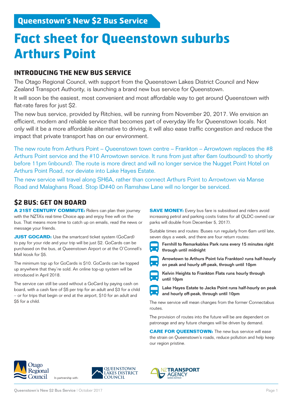 Fact Sheet for Queenstown Suburbs Arthurs Point