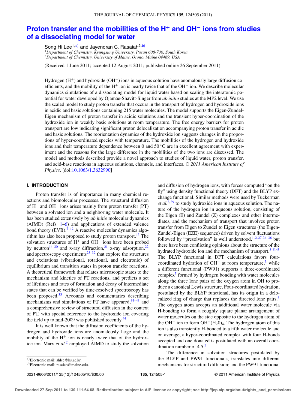 Proton Transfer and the Mobilities of the H and OH Ions from Studies of A