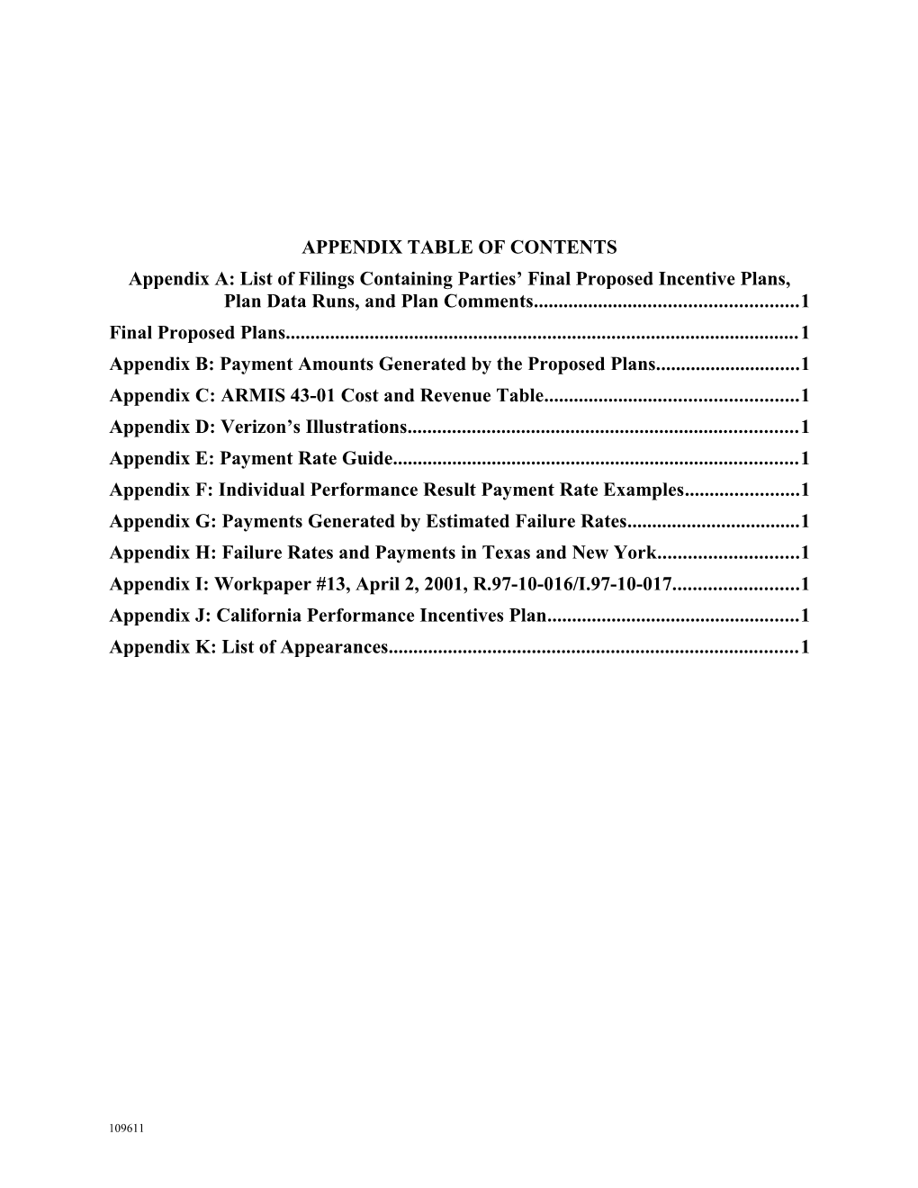 Appendix Table of Contents s1