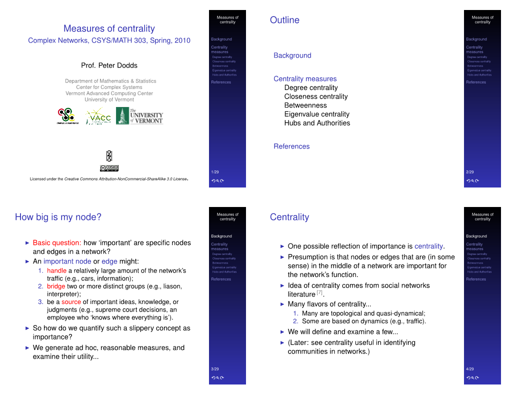 Measures of Centrality