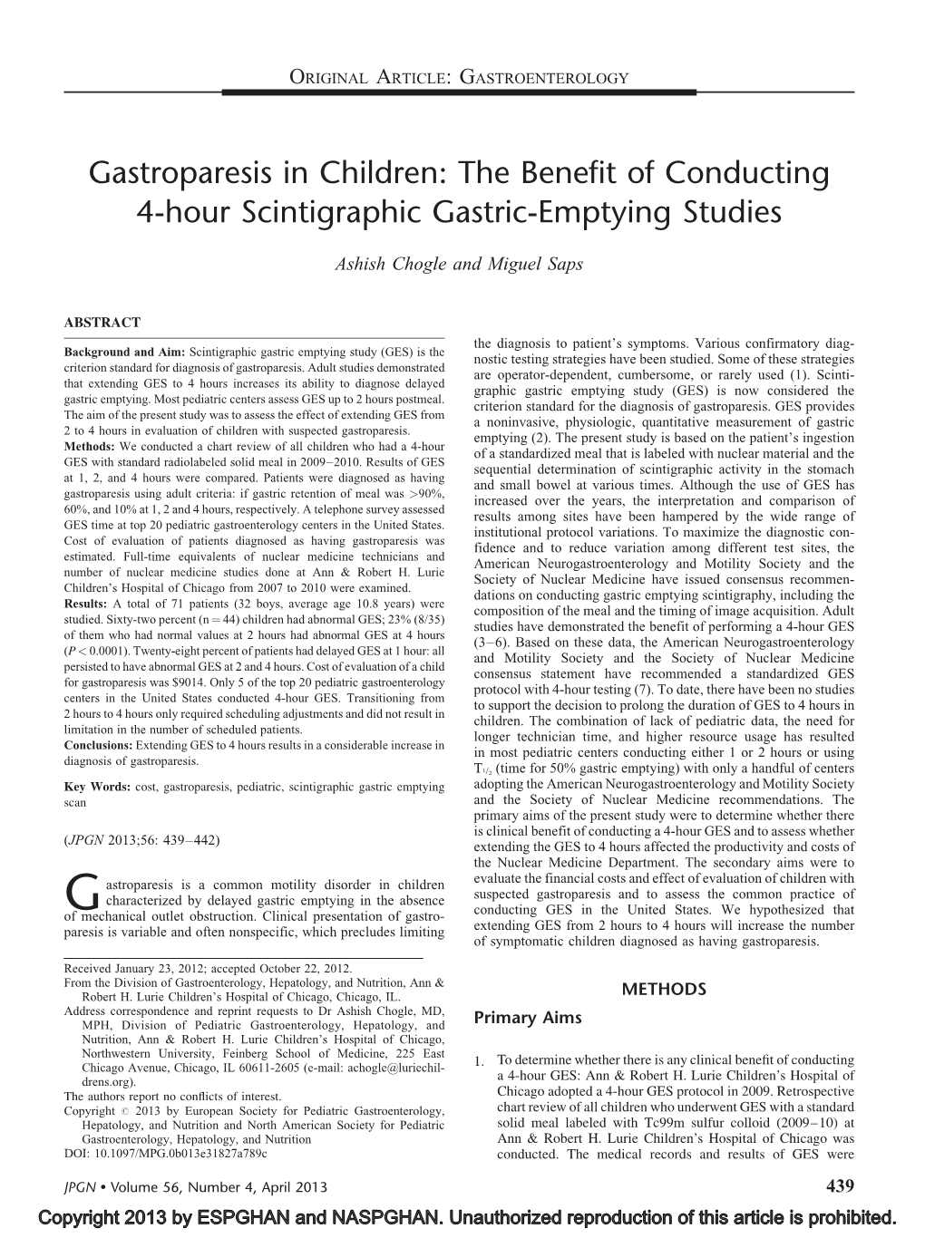Gastroparesis in Children: the Benefit of Conducting 4-Hour Scintigraphic Gastric-Emptying Studies