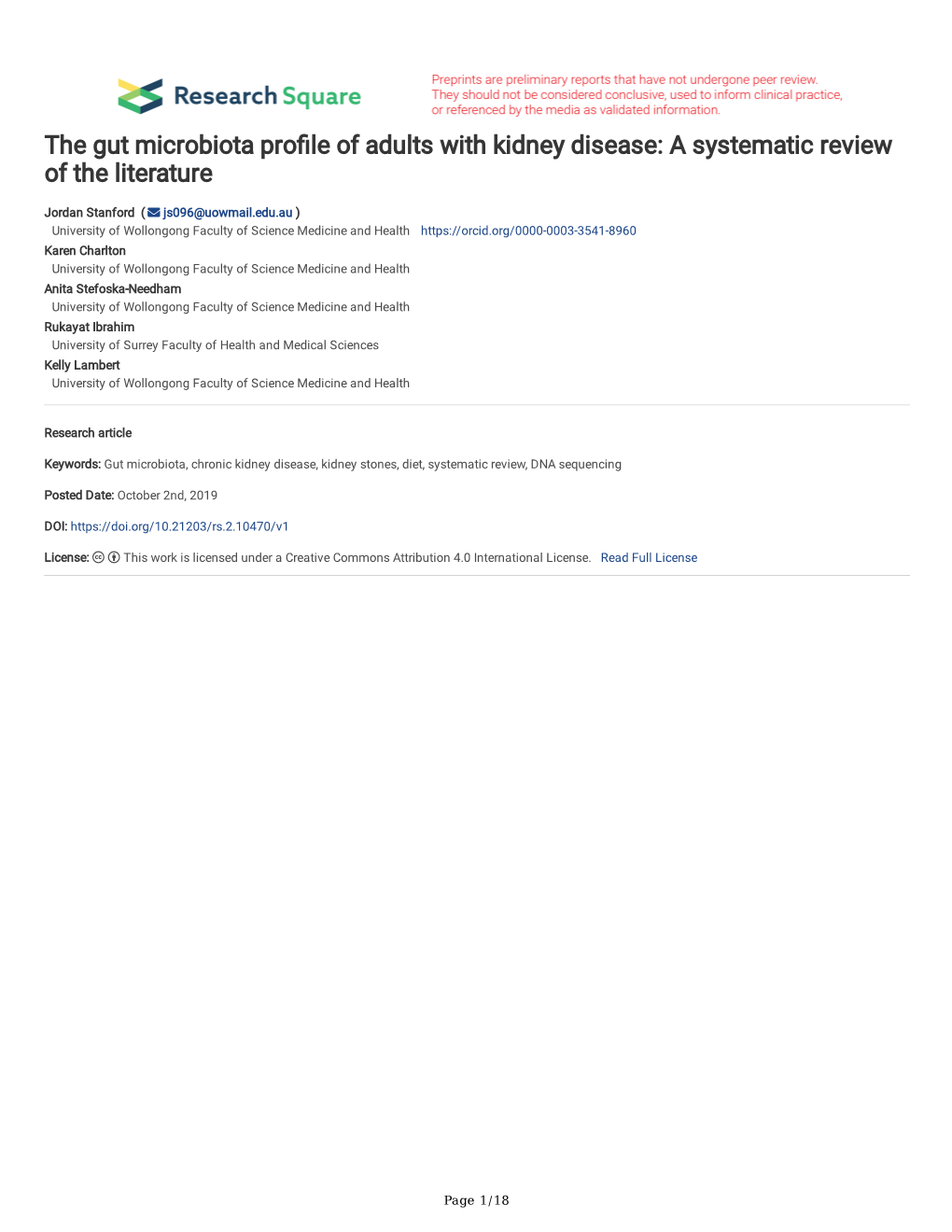 The Gut Microbiota Profile of Adults with Kidney