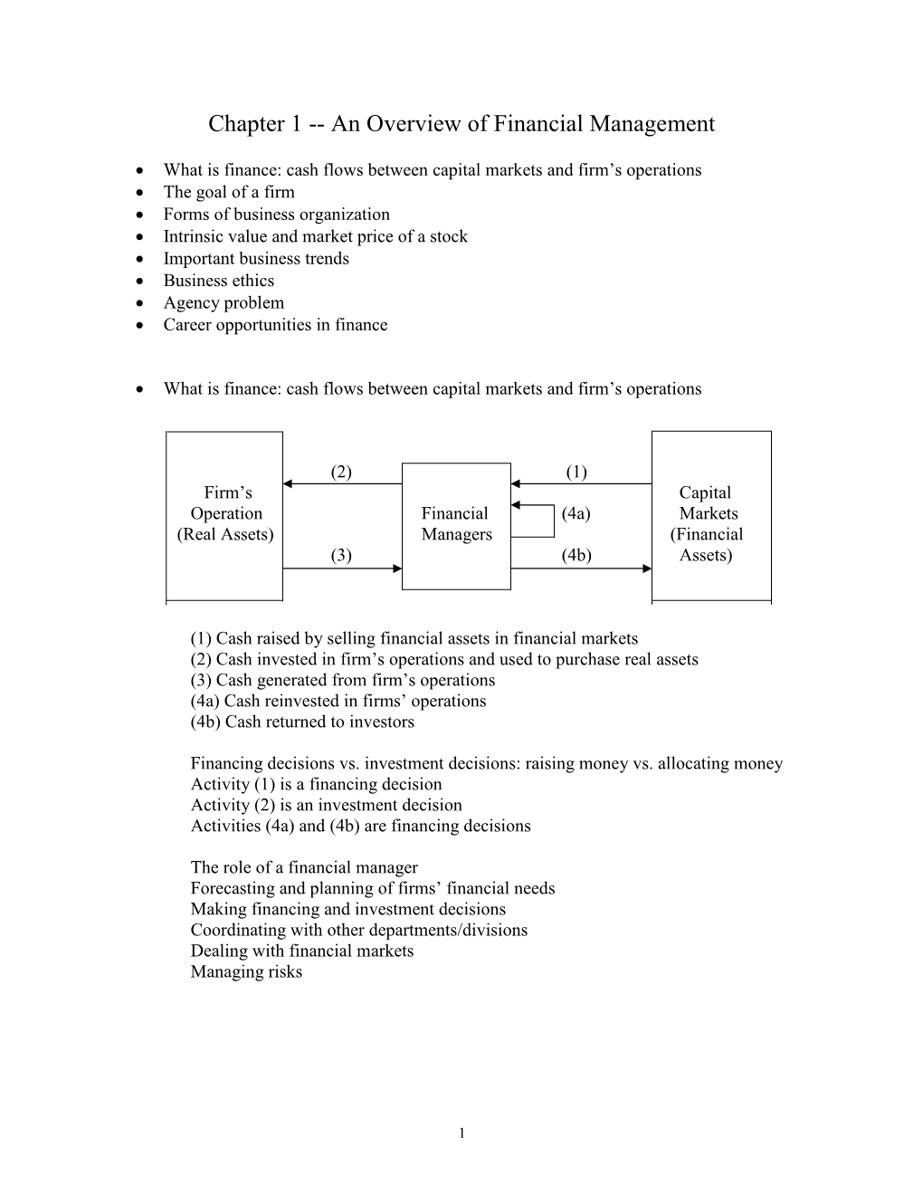 Chapter 1 -- an Introduction to Financial Management