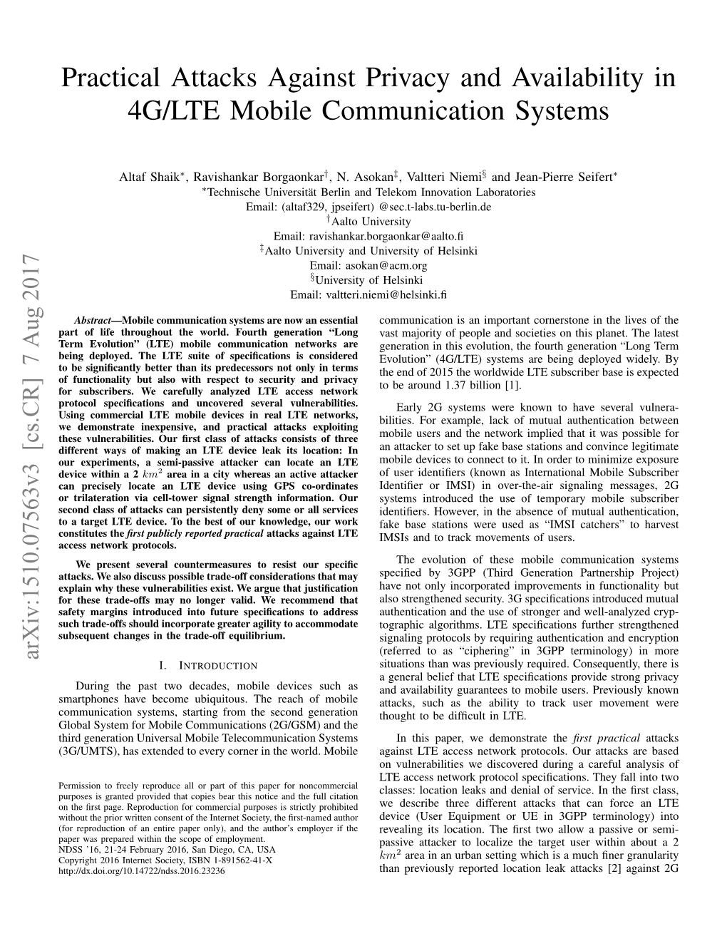 Practical Attacks Against Privacy and Availability in 4G/LTE Mobile Communication Systems