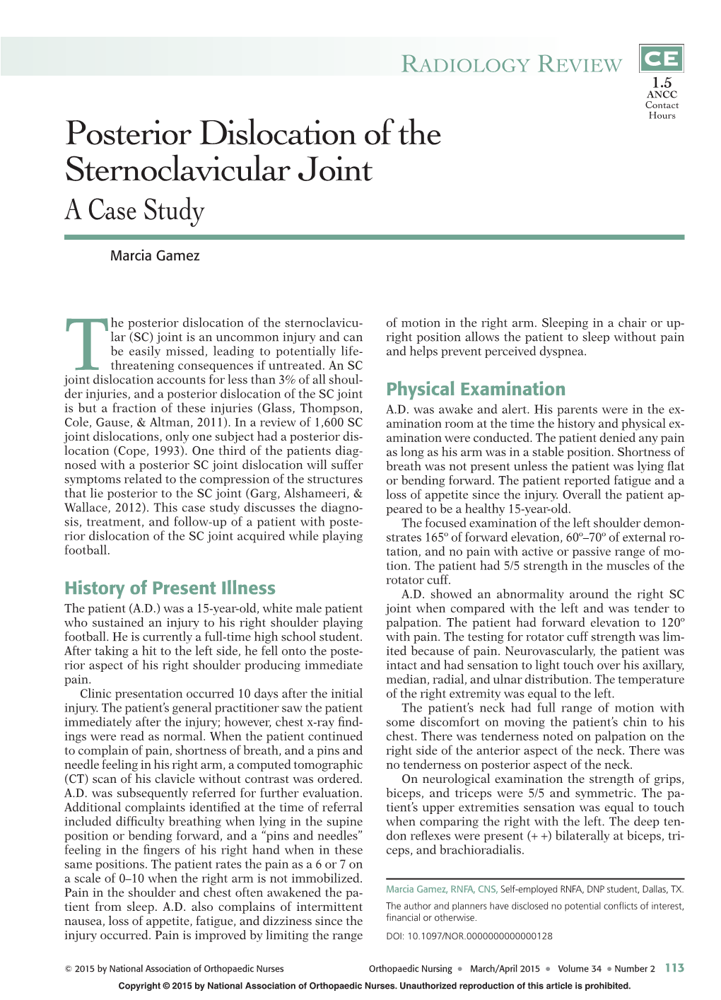 Posterior Dislocation of the Sternoclavicular Joint a Case Study