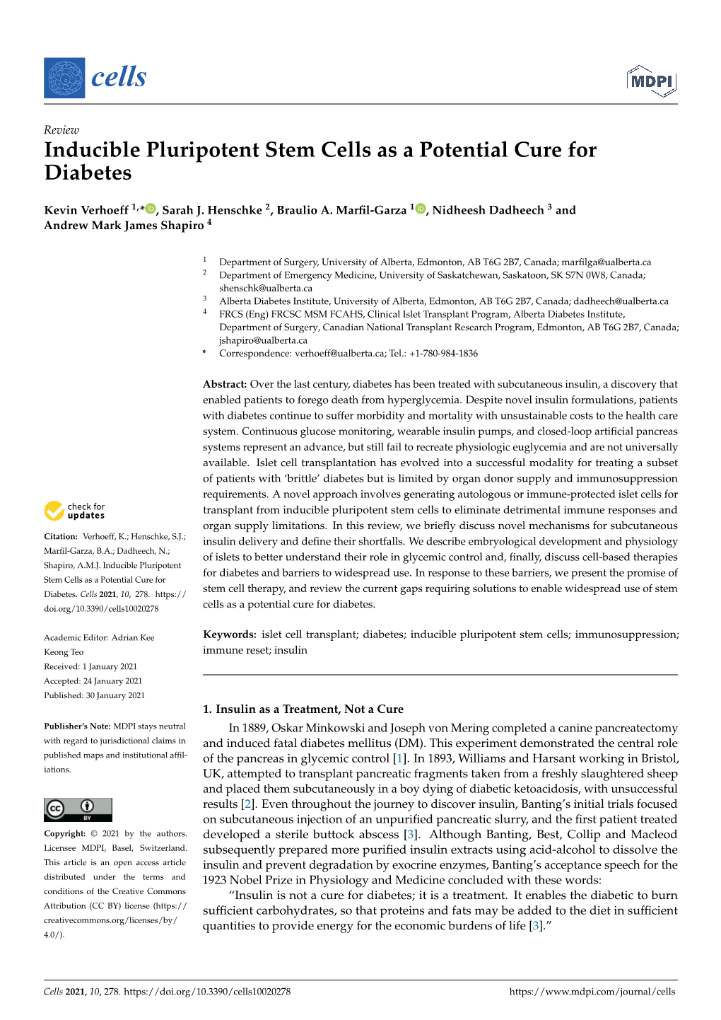 Inducible Pluripotent Stem Cells As a Potential Cure for Diabetes