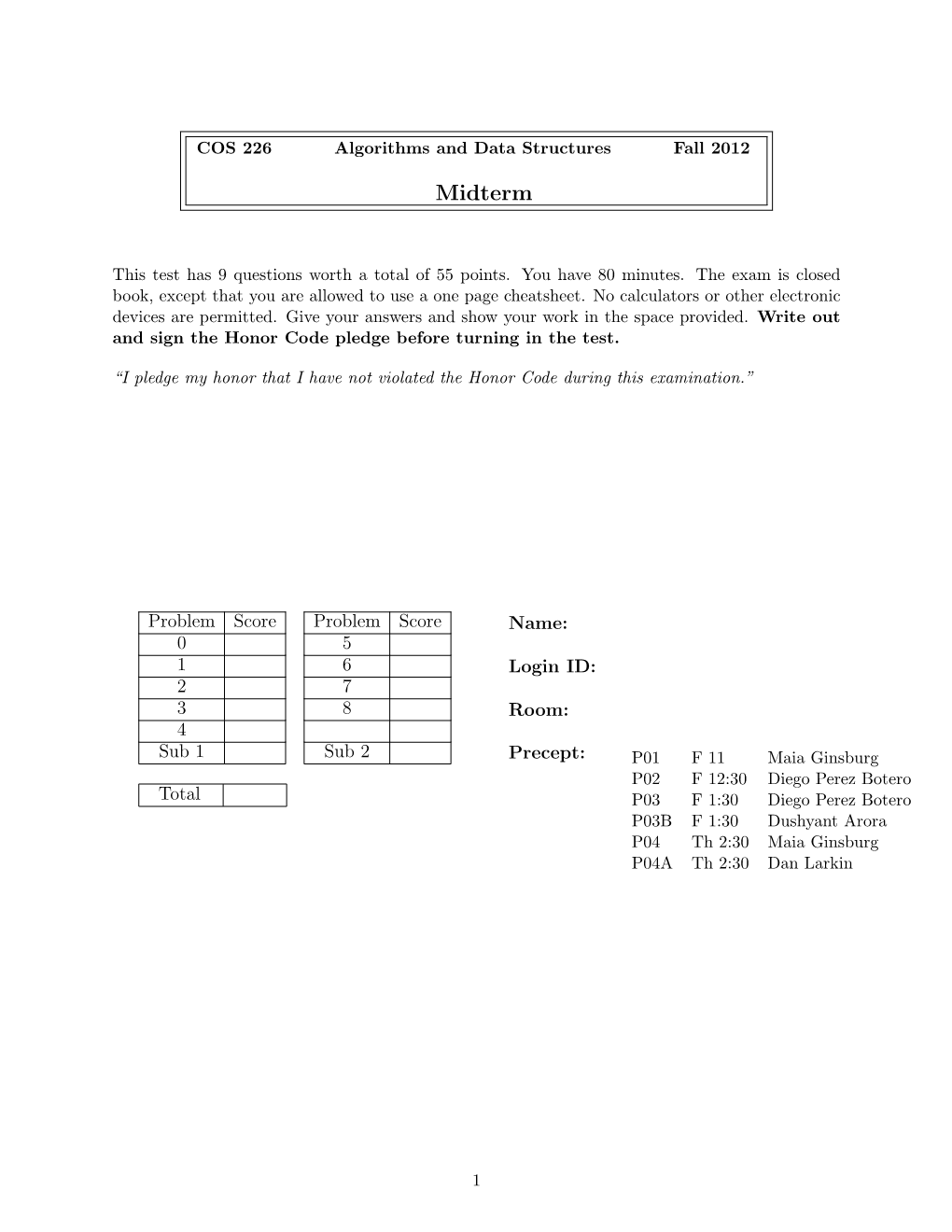 Exam Is Closed Book, Except That You Are Allowed to Use a One Page Cheatsheet