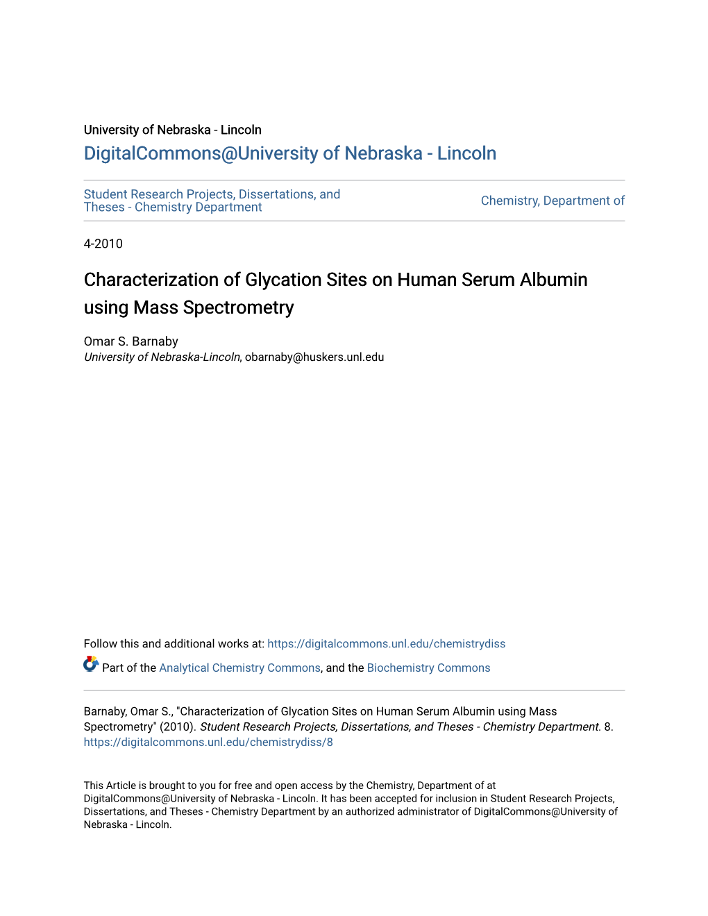 Characterization of Glycation Sites on Human Serum Albumin Using Mass Spectrometry