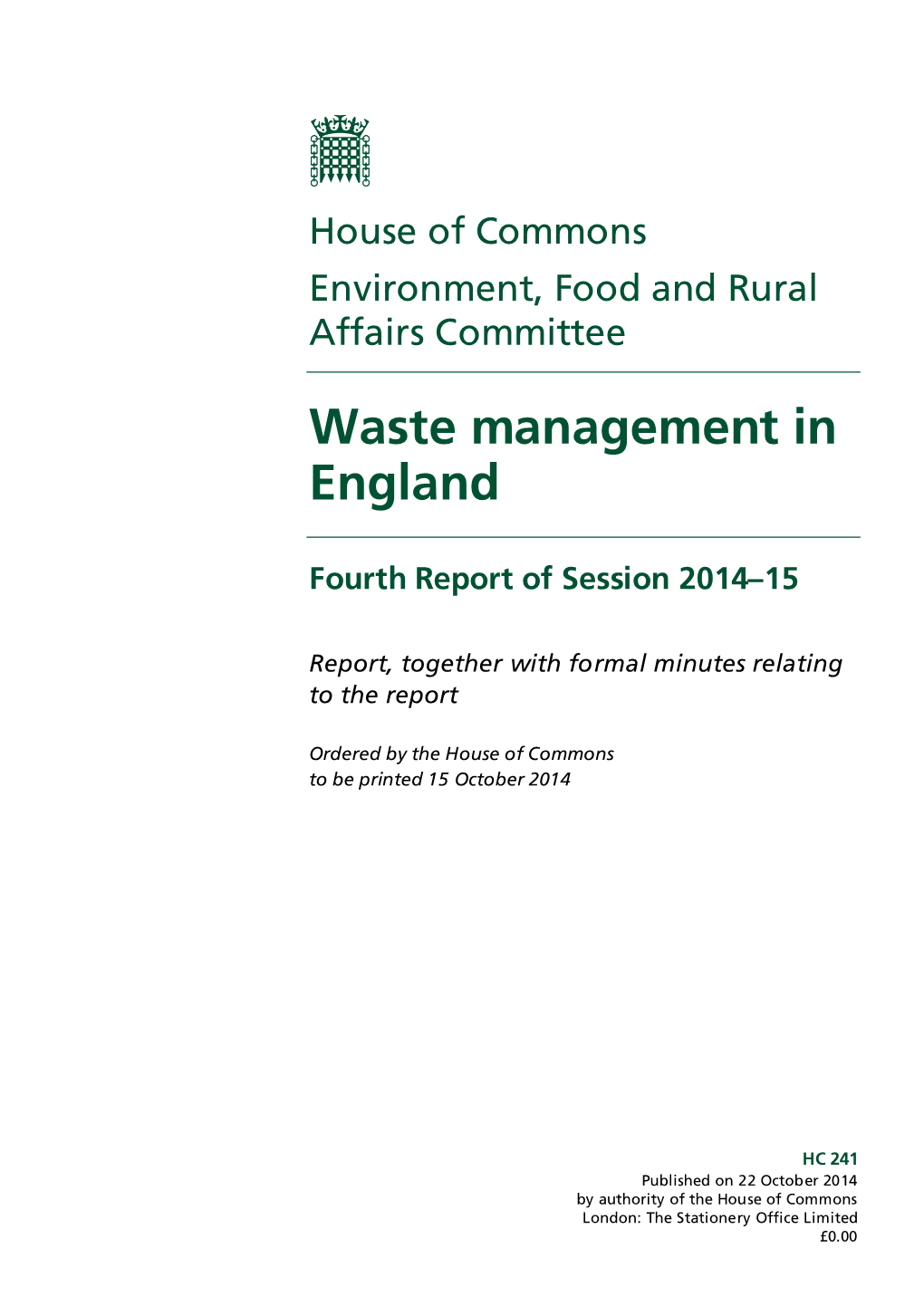 ND181 Waste Management in England