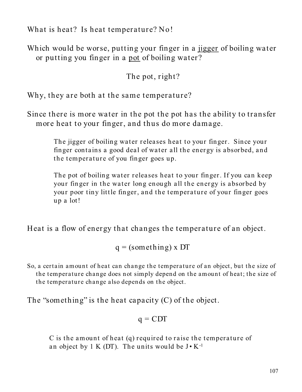 Heat Capacity (C) of the Object