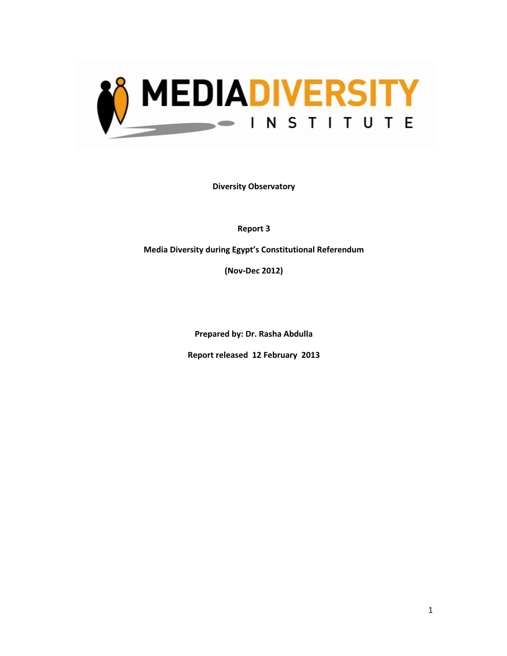 1 Diversity Observatory Report 3 Media Diversity During Egypt's