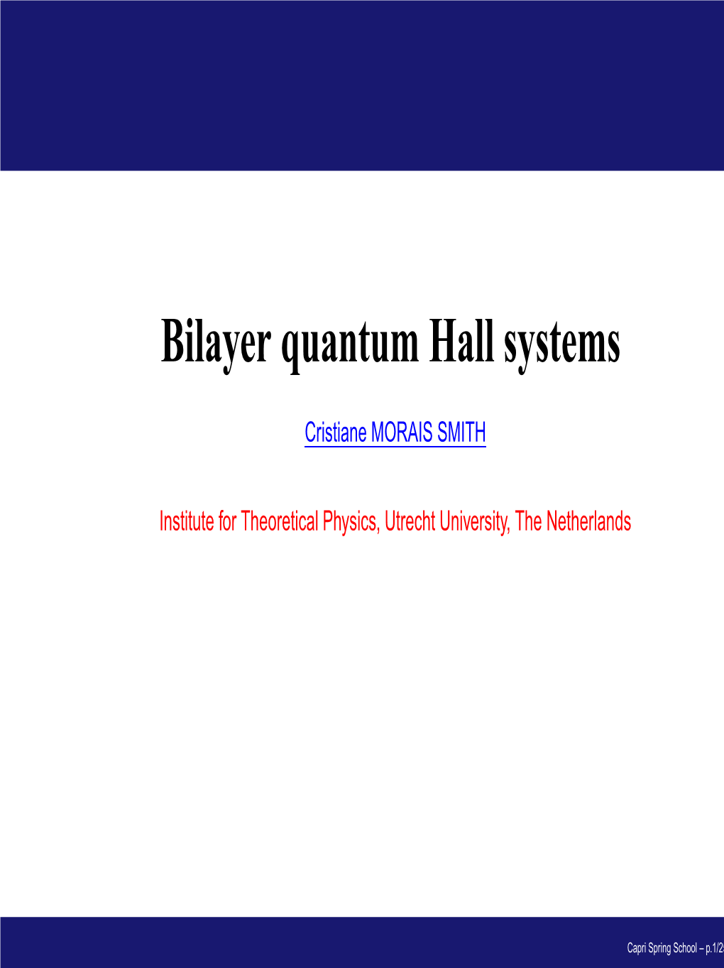 Bilayer Quantum Hall Systems