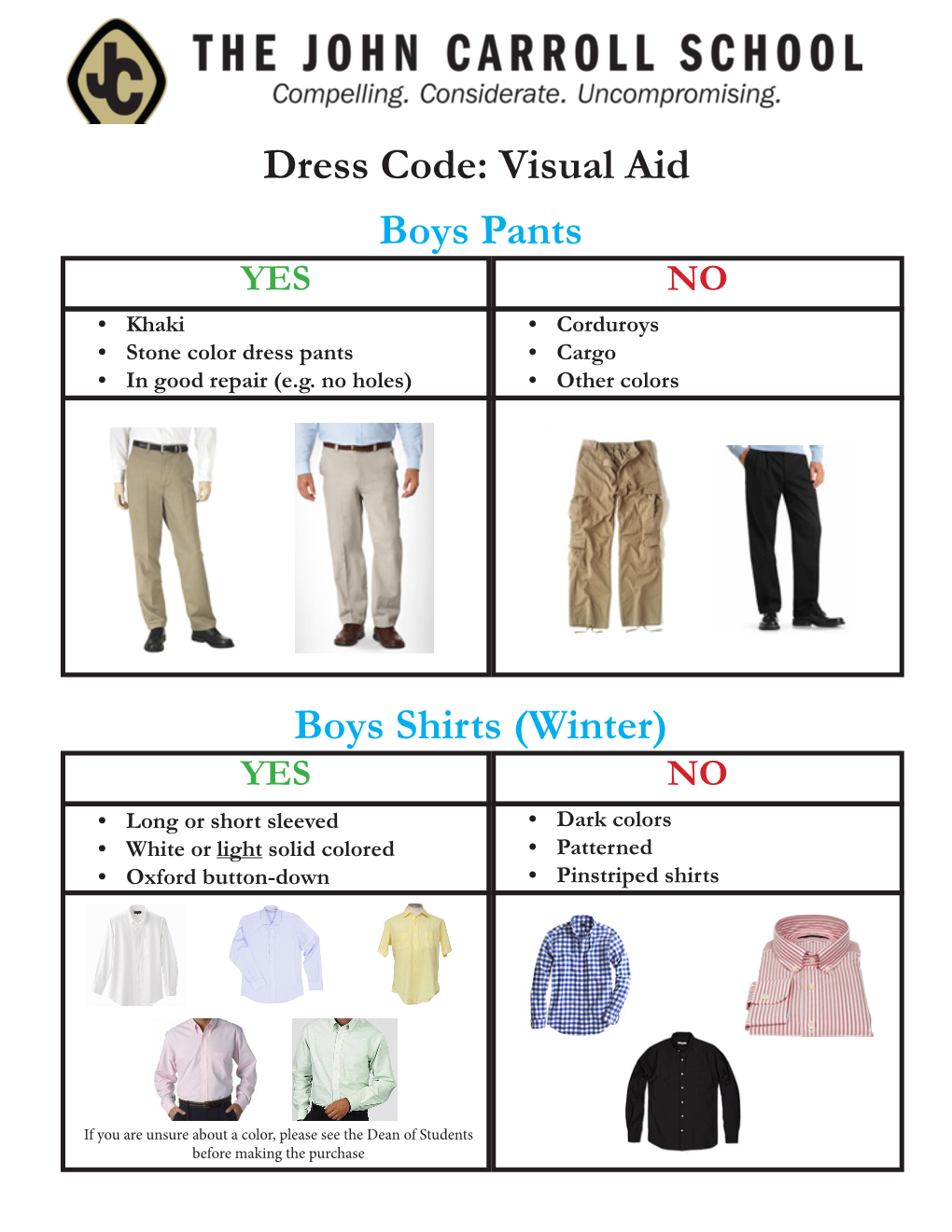 Dress Code: Visual Aid Boys Pants Boys Shirts