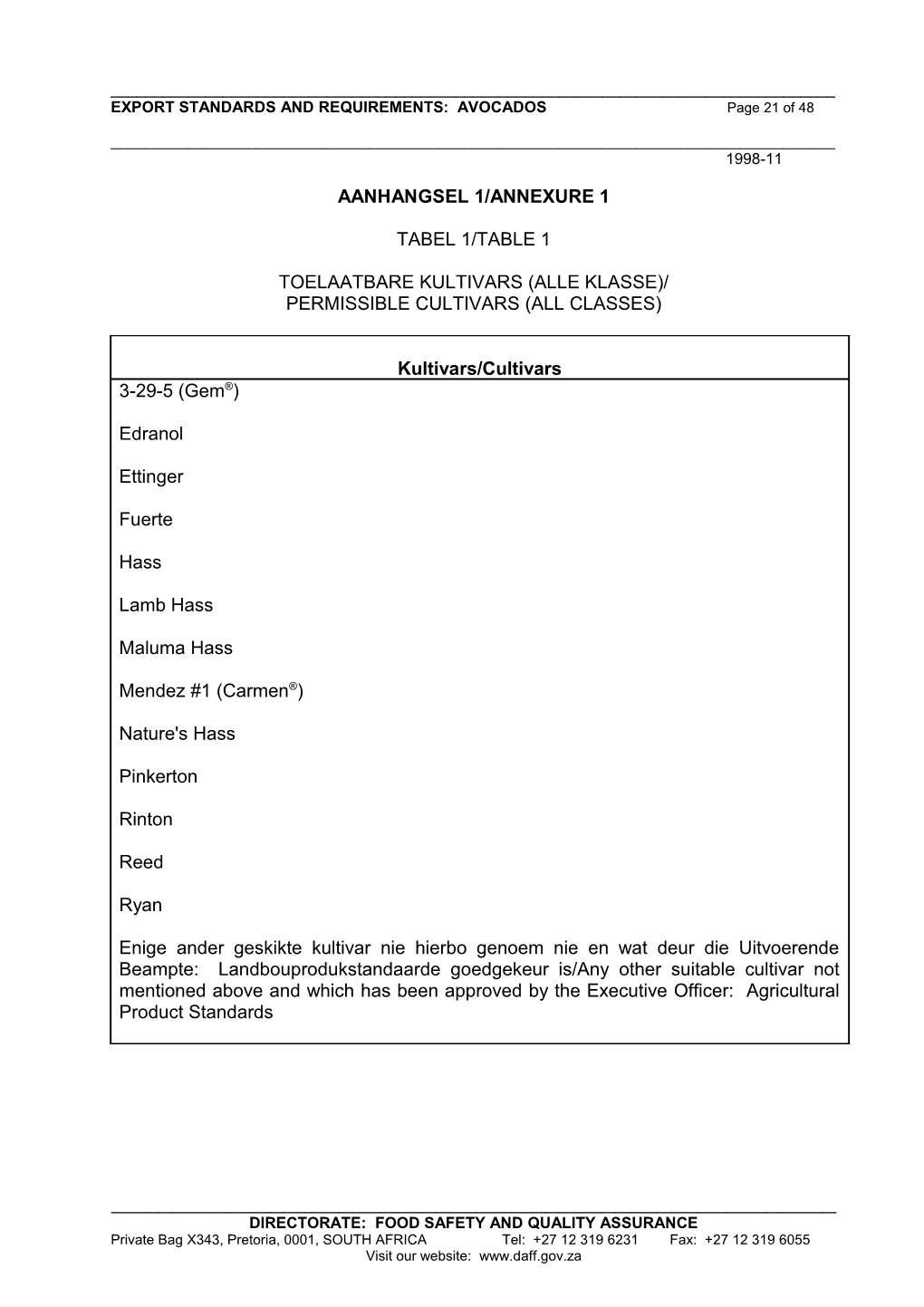 EXPORT STANDARDS and REQUIREMENTS: AVOCADOS Page 21 of 48