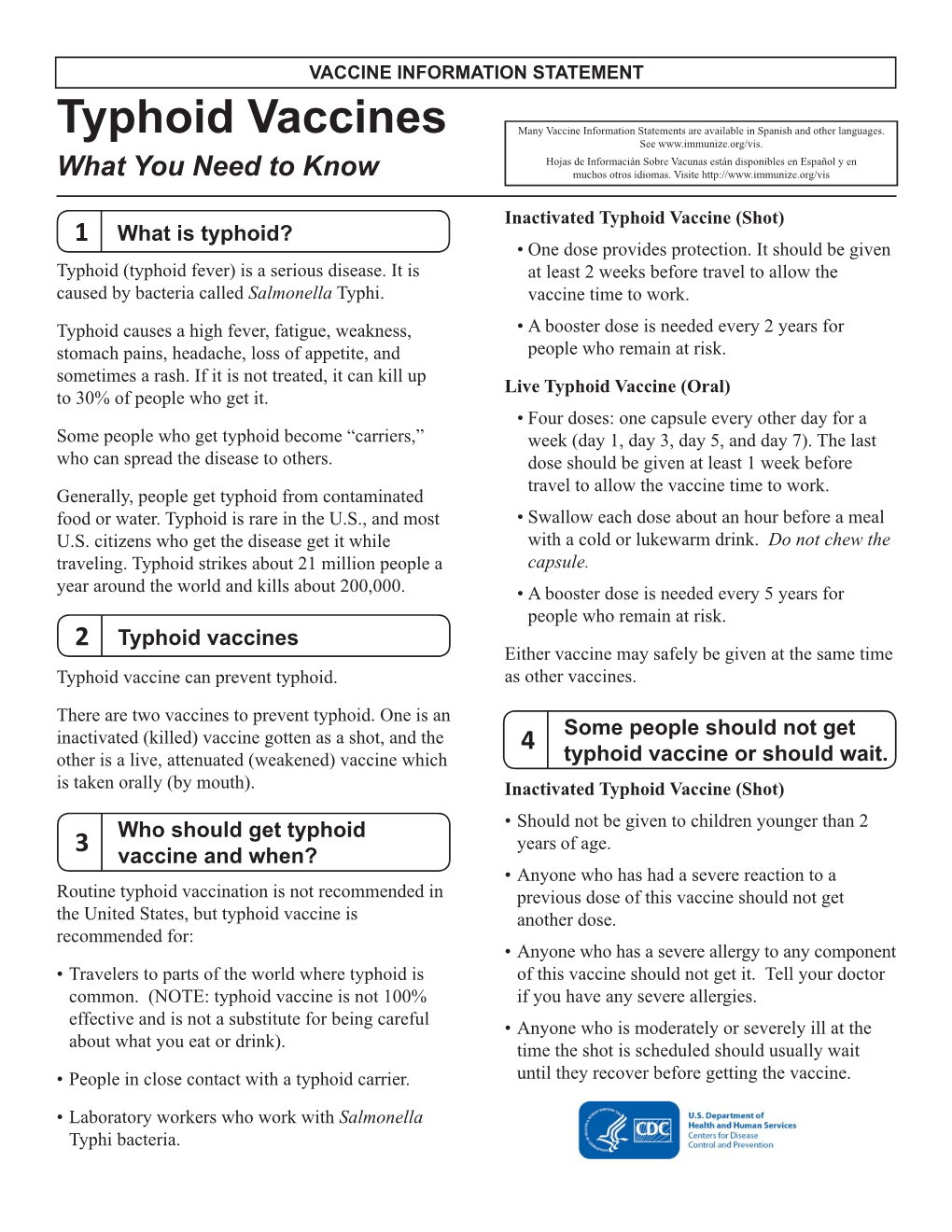 Typhoid Vaccines See