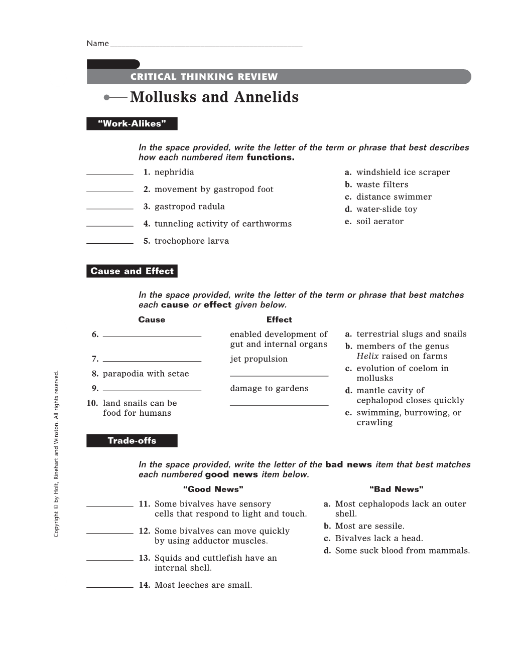 Mollusks and Annelids