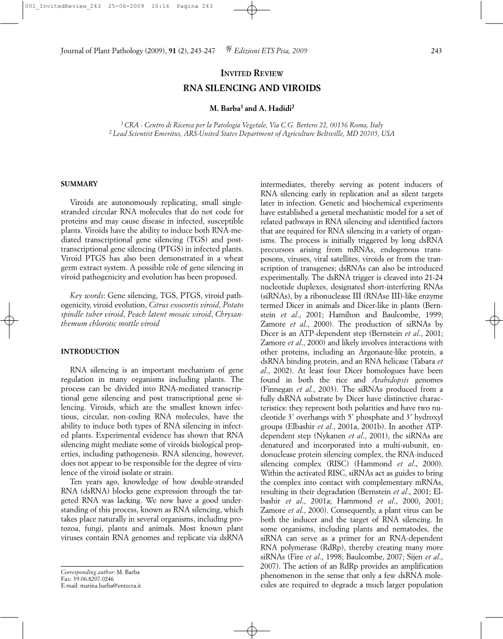 Rna Silencing and Viroids