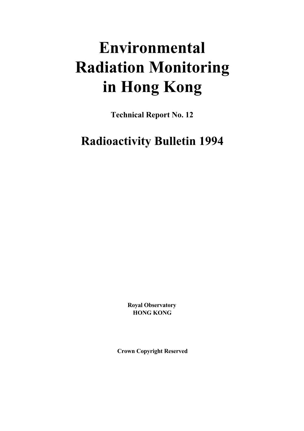 Environmental Radiation Monitoring in Hong Kong