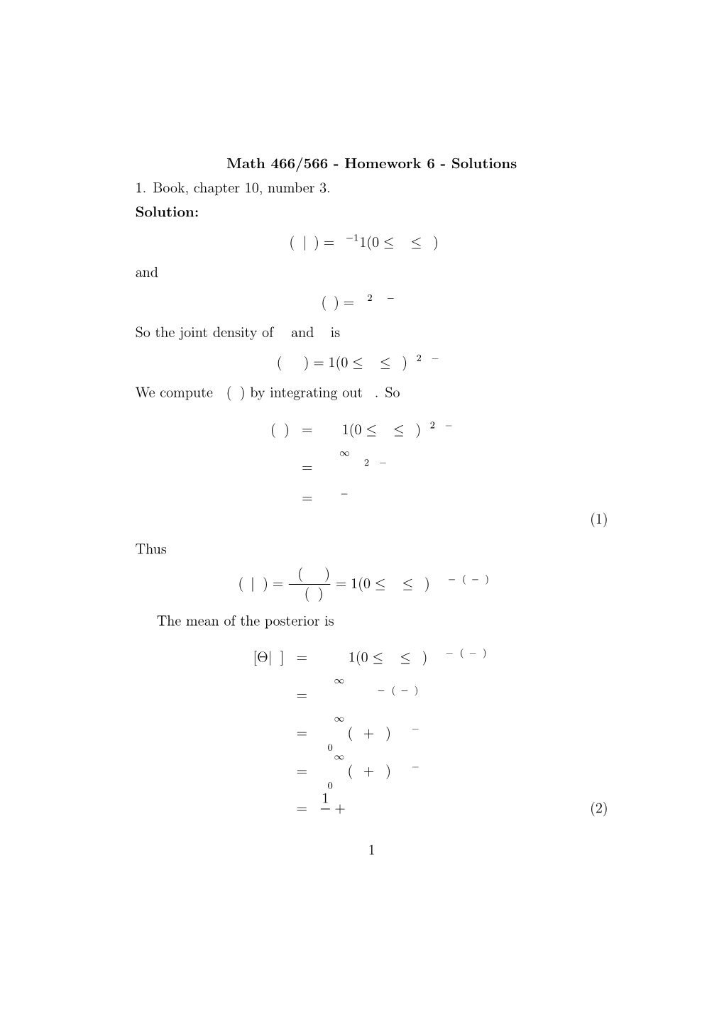 Math 466/566 - Homework 6 - Solutions 1