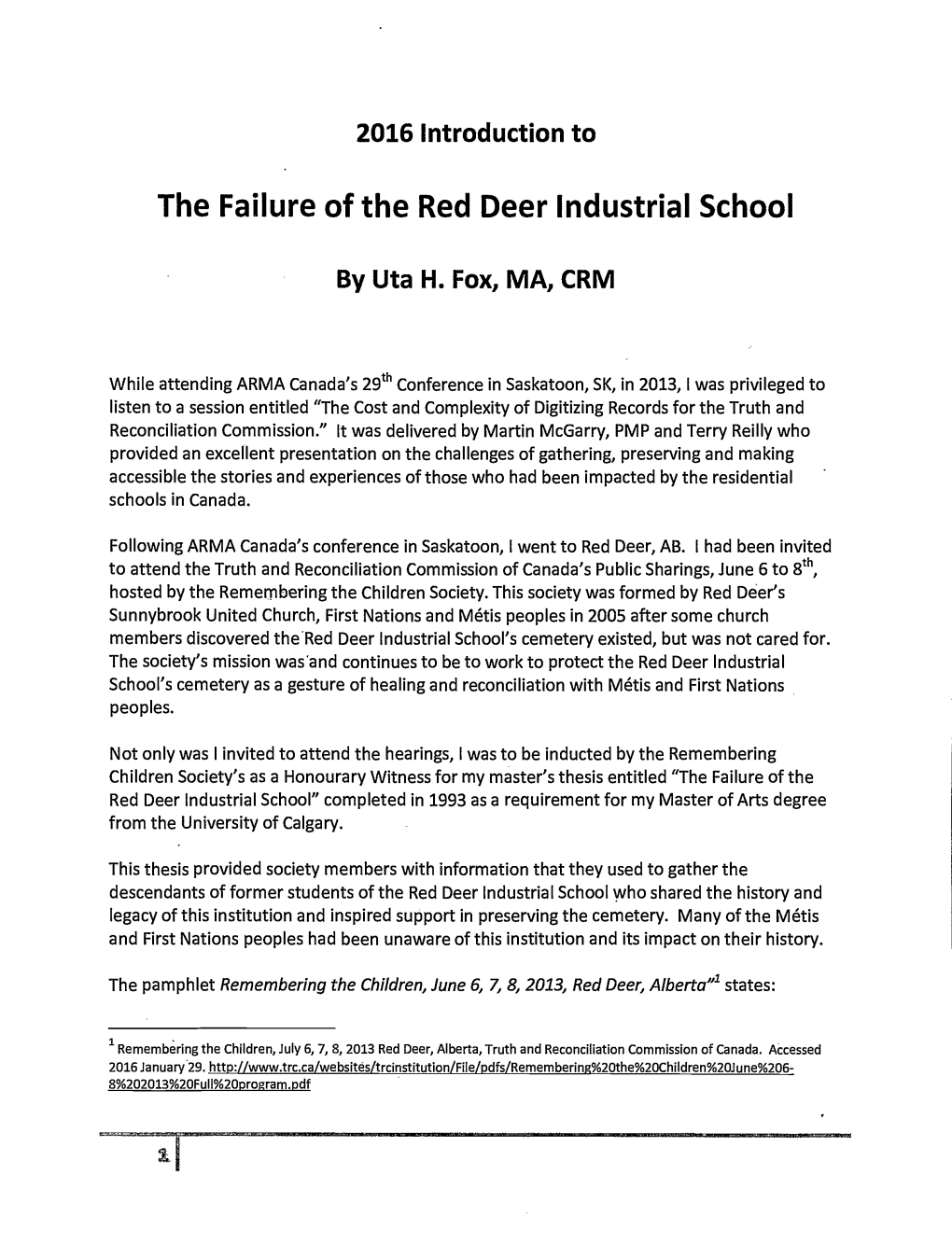 The Failure of the Red Deer Industrial School