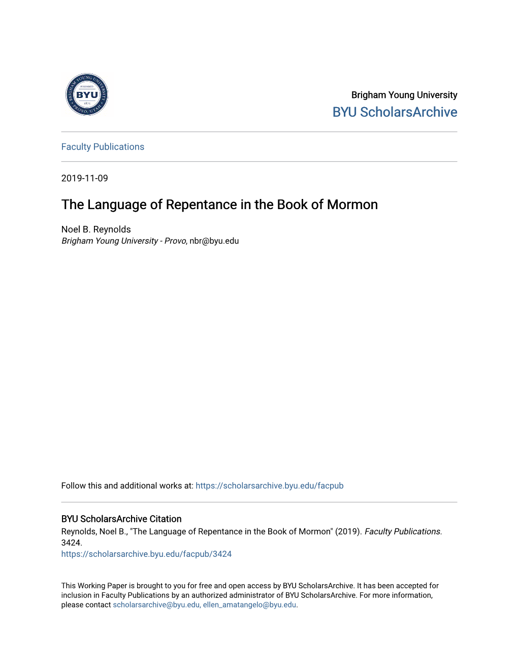 The Language of Repentance in the Book of Mormon