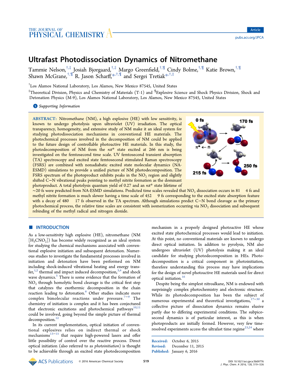 Ultrafast Photodissociation Dynamics of Nitromethane