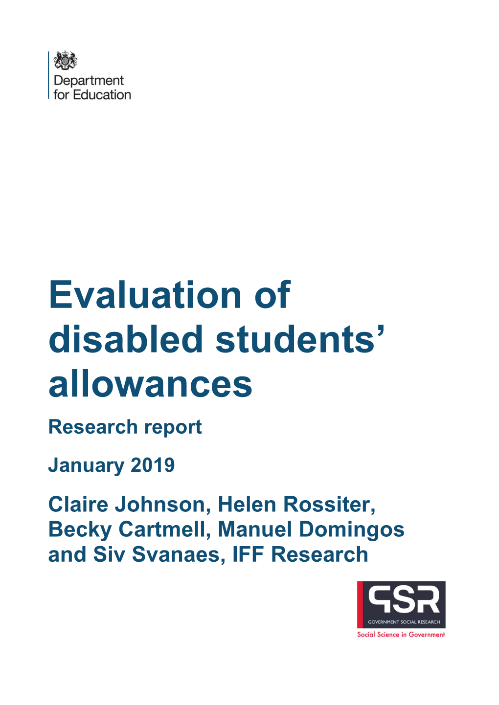 Evaluation of Disabled Students' Allowances