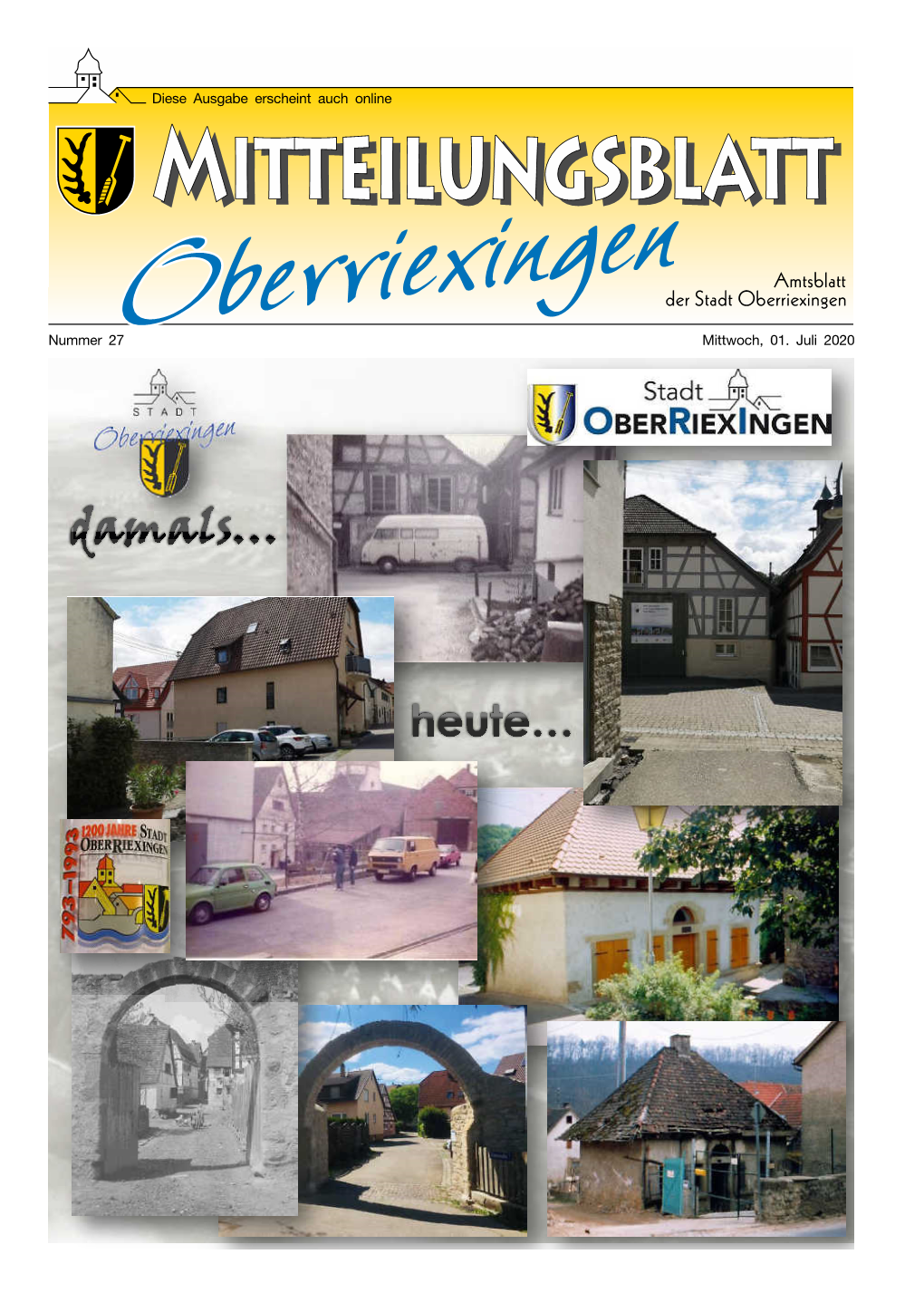 Nummer 27 Mittwoch, 01. Juli 2020 Diese Ausgabe Erscheint Auch Online