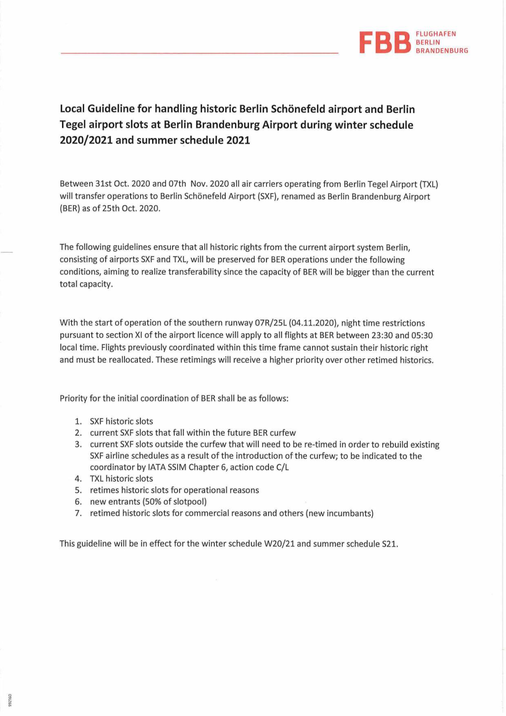 Local Guideline for Handling Historie Berlin Schönefeld Airport and Berlin