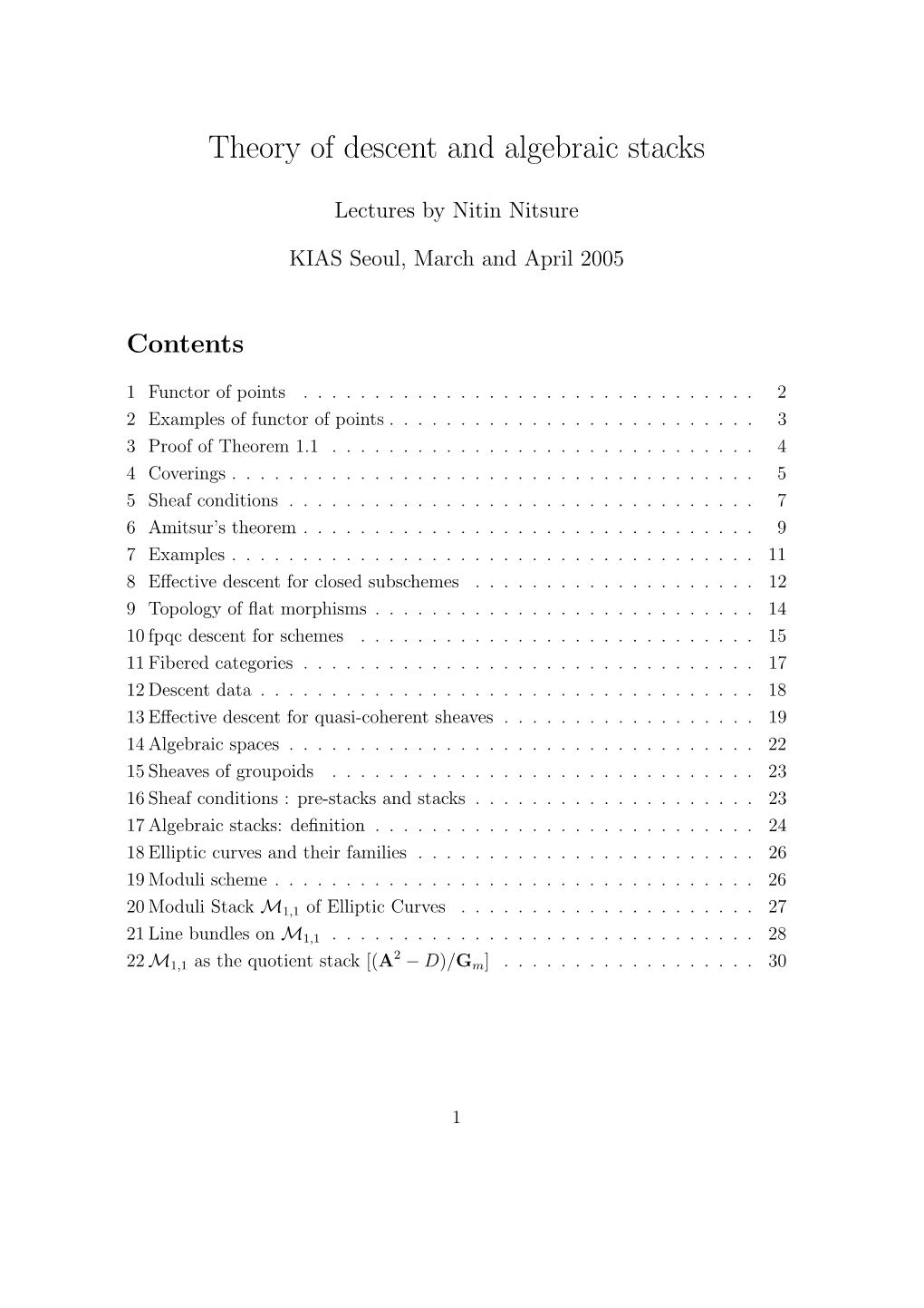 Theory of Descent and Algebraic Stacks