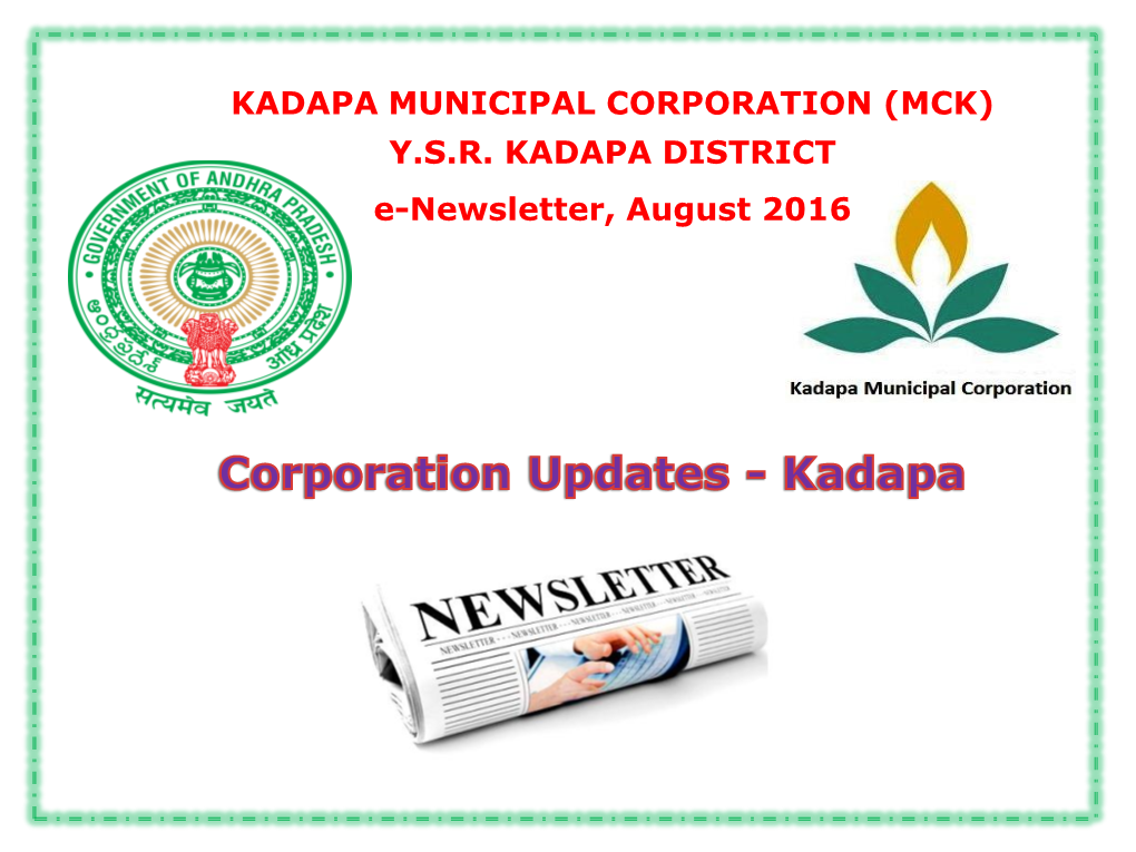 (MCK) YSR KADAPA DISTRICT E-Newsletter, August 2016