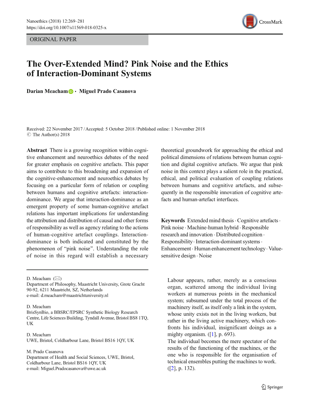 Pink Noise and the Ethics of Interaction-Dominant Systems