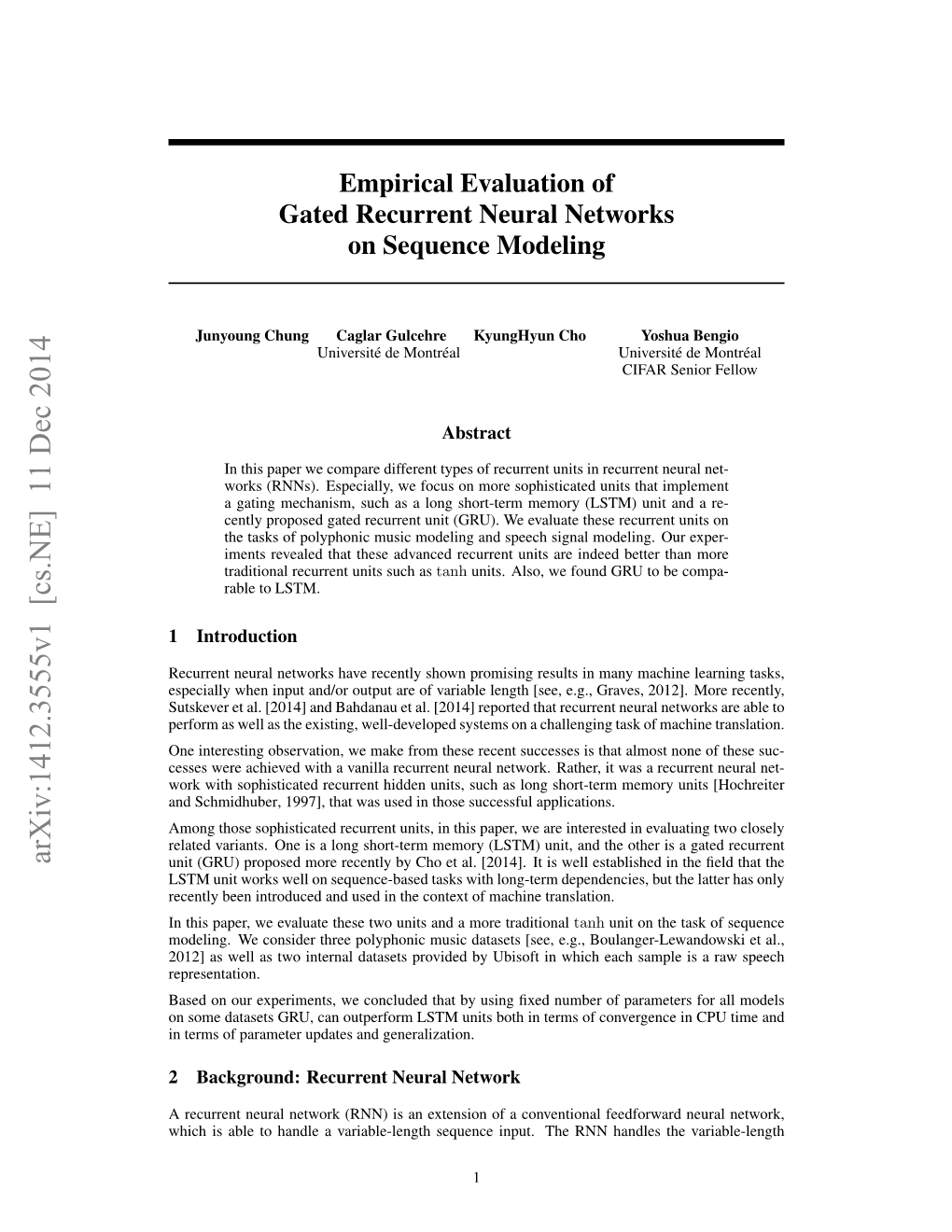 Empirical Evaluation of Gated Recurrent Neural Networks on Sequence Modeling