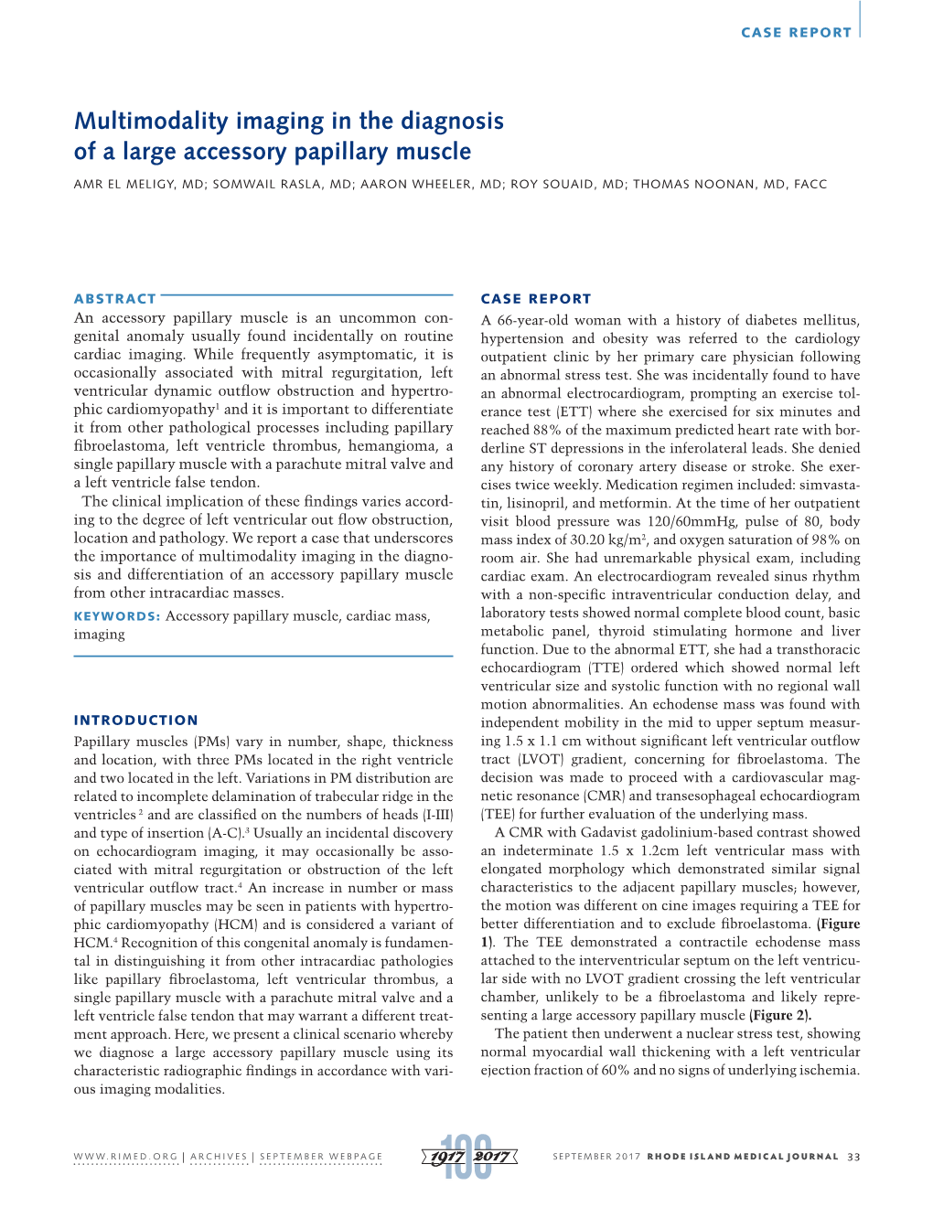 Multimodality Imaging in the Diagnosis of a Large Accessory Papillary Muscle