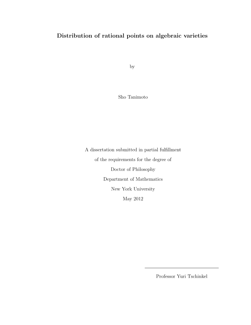 Distribution of Rational Points on Algebraic Varieties