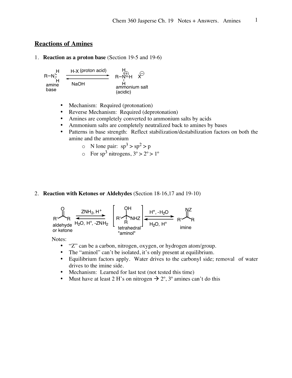 Reactions of Amines