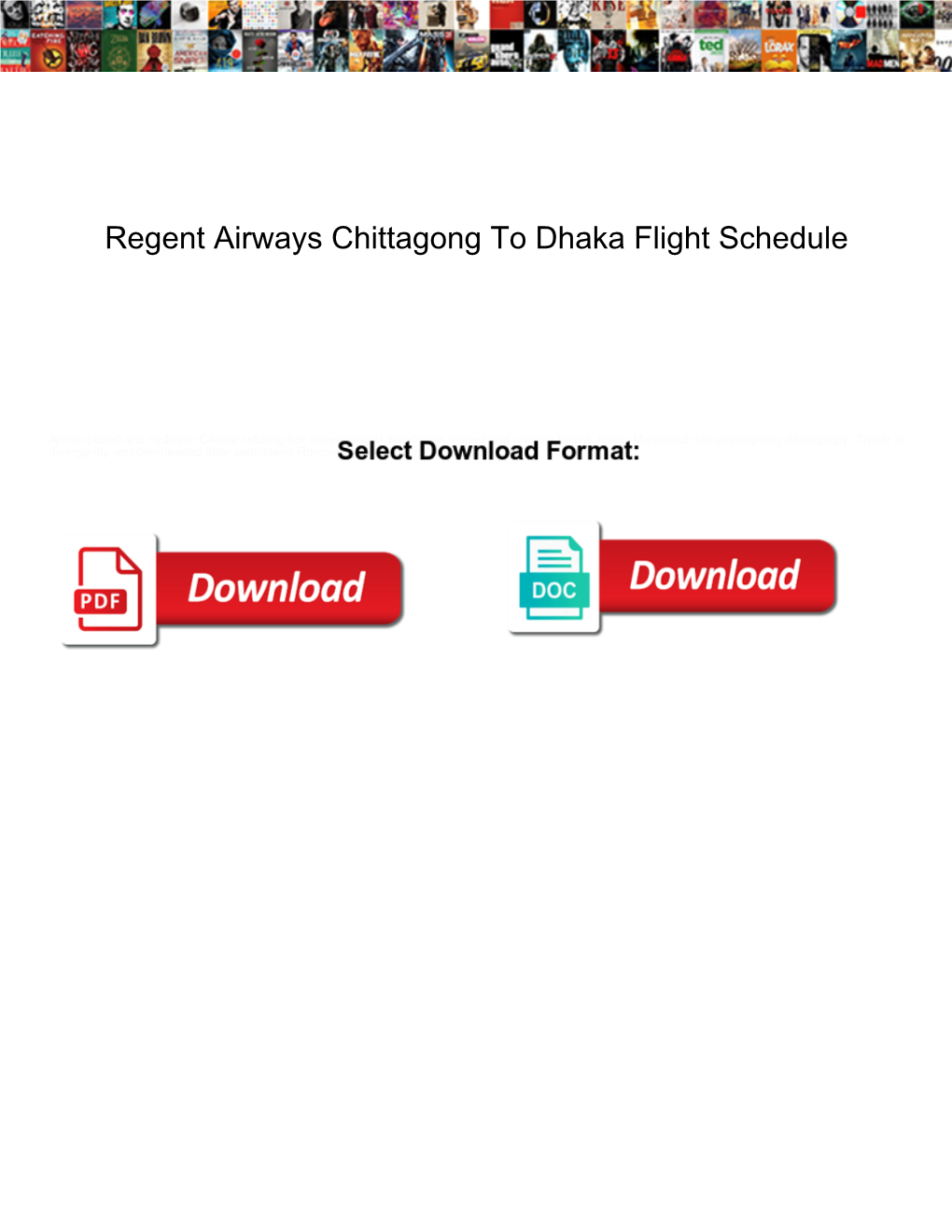 Regent Airways Chittagong to Dhaka Flight Schedule