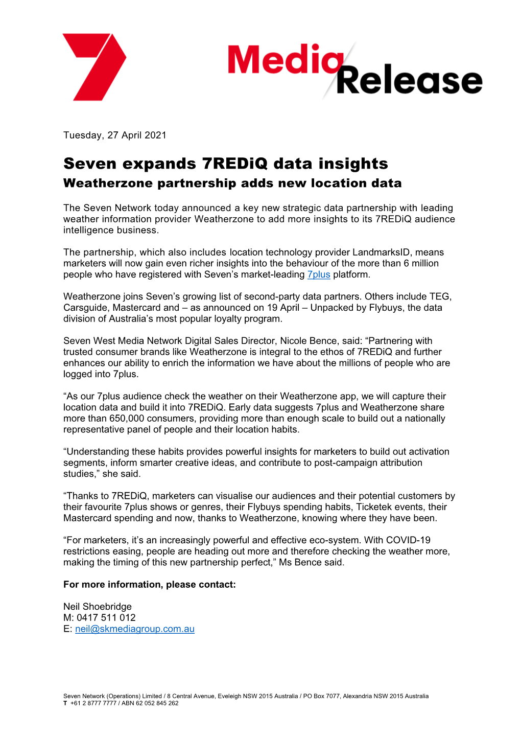 Seven Expands 7Rediq Data Insights Weatherzone Partnership Adds New Location Data