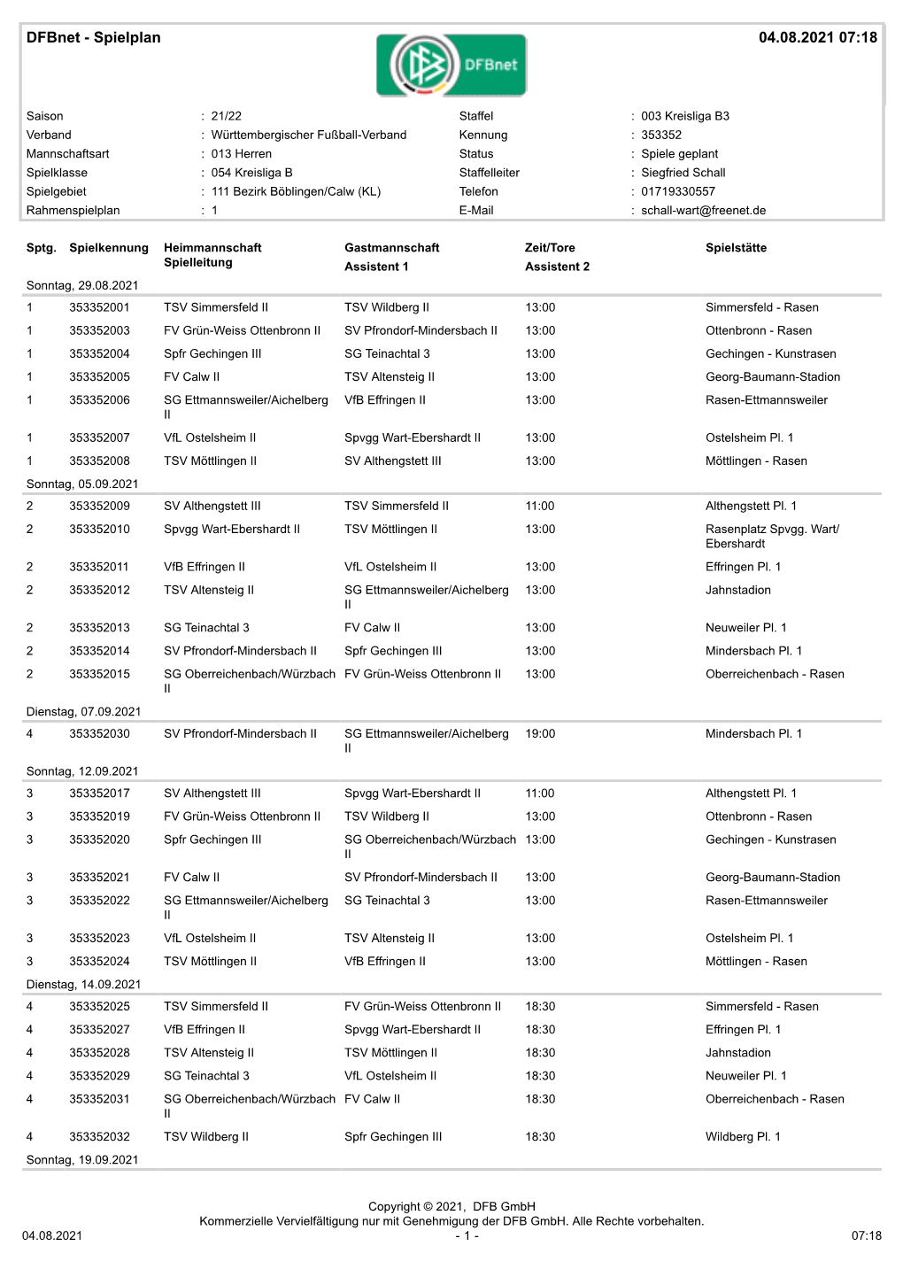 Spielplan 04.08.2021 07:18