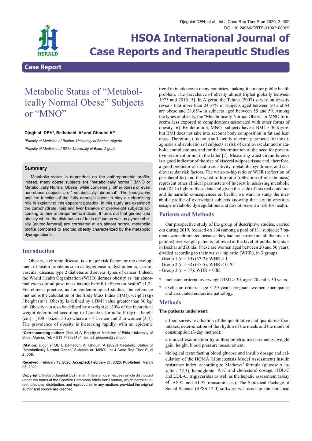 “Metabol- Ically Normal Obese” Subjects Or “MNO”