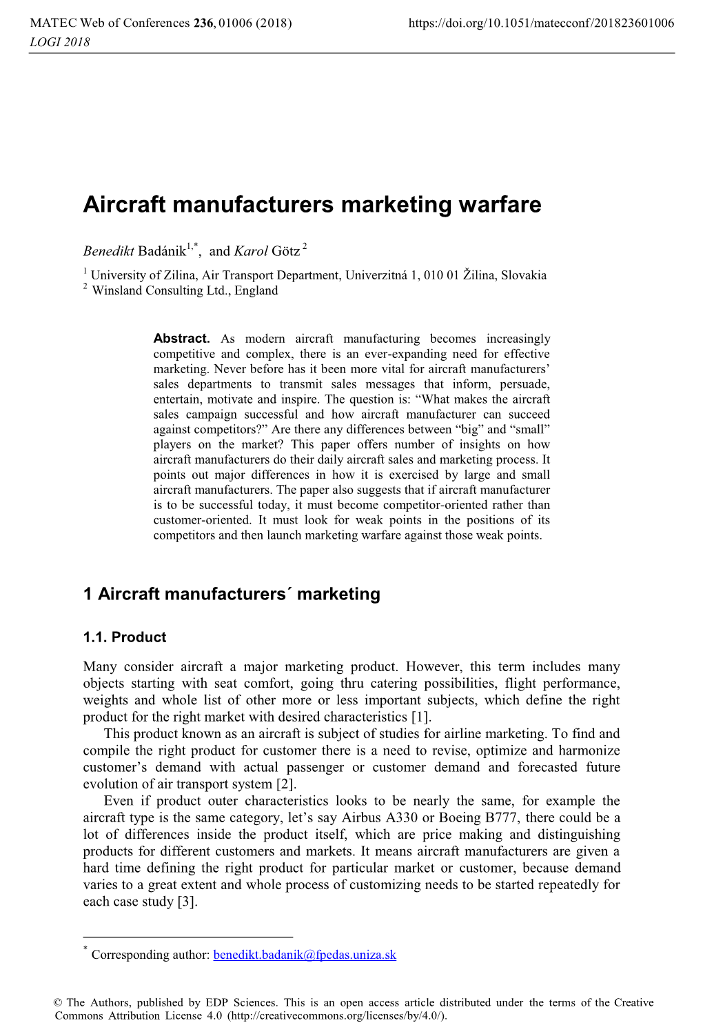 Aircraft Manufacturers Marketing Warfare