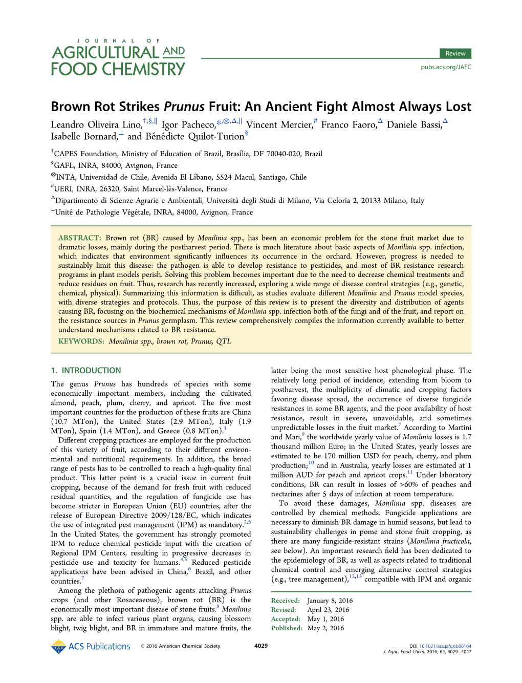 Brown Rot Strikes Prunus Fruit