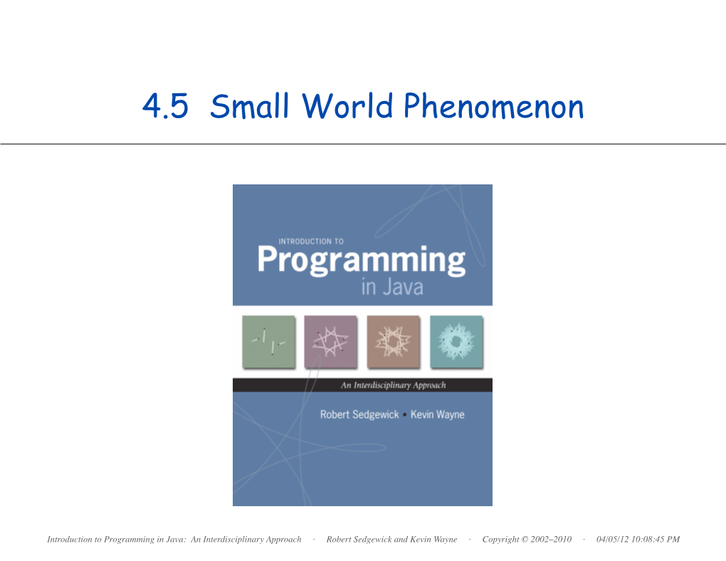 4.5 Small World Phenomenon