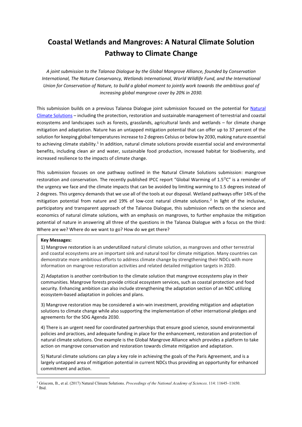 Coastal Wetlands and Mangroves: a Natural Climate Solution Pathway to Climate Change