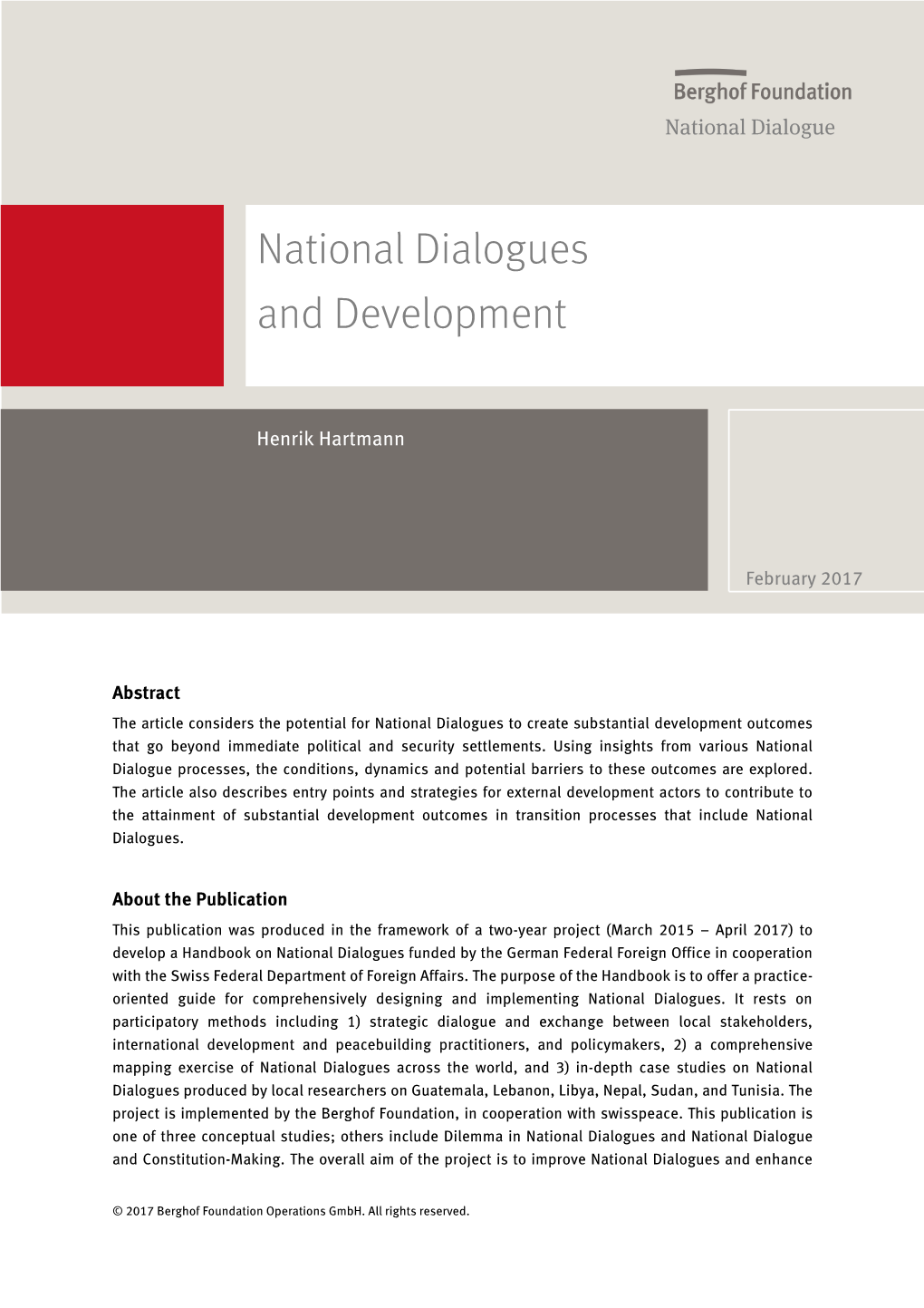 National Dialogues and Development