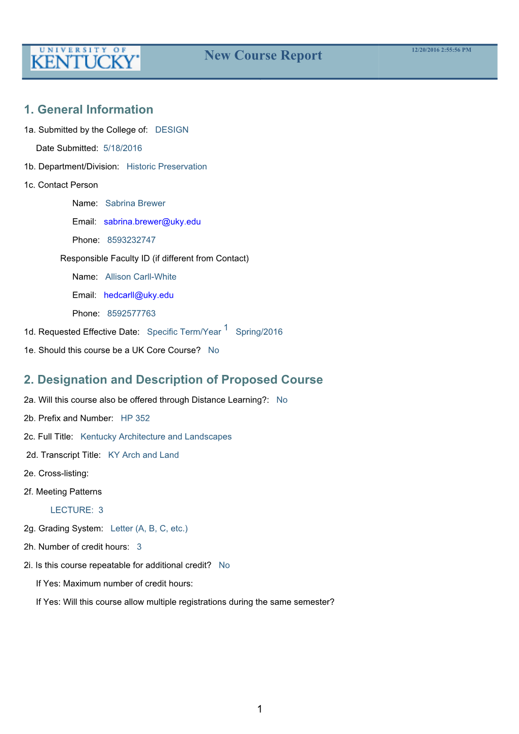 New Course Report 12/20/2016 2:55:56 PM 1