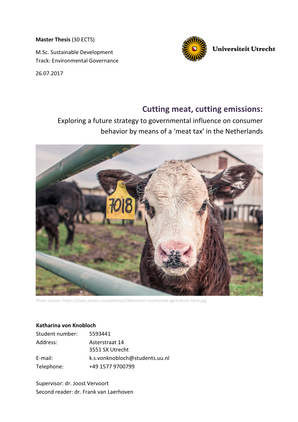Cutting Meat, Cutting Emissions: Exploring a Future Strategy to Governmental Influence on Consumer Behavior by Means of a ‘Meat Tax’ in the Netherlands