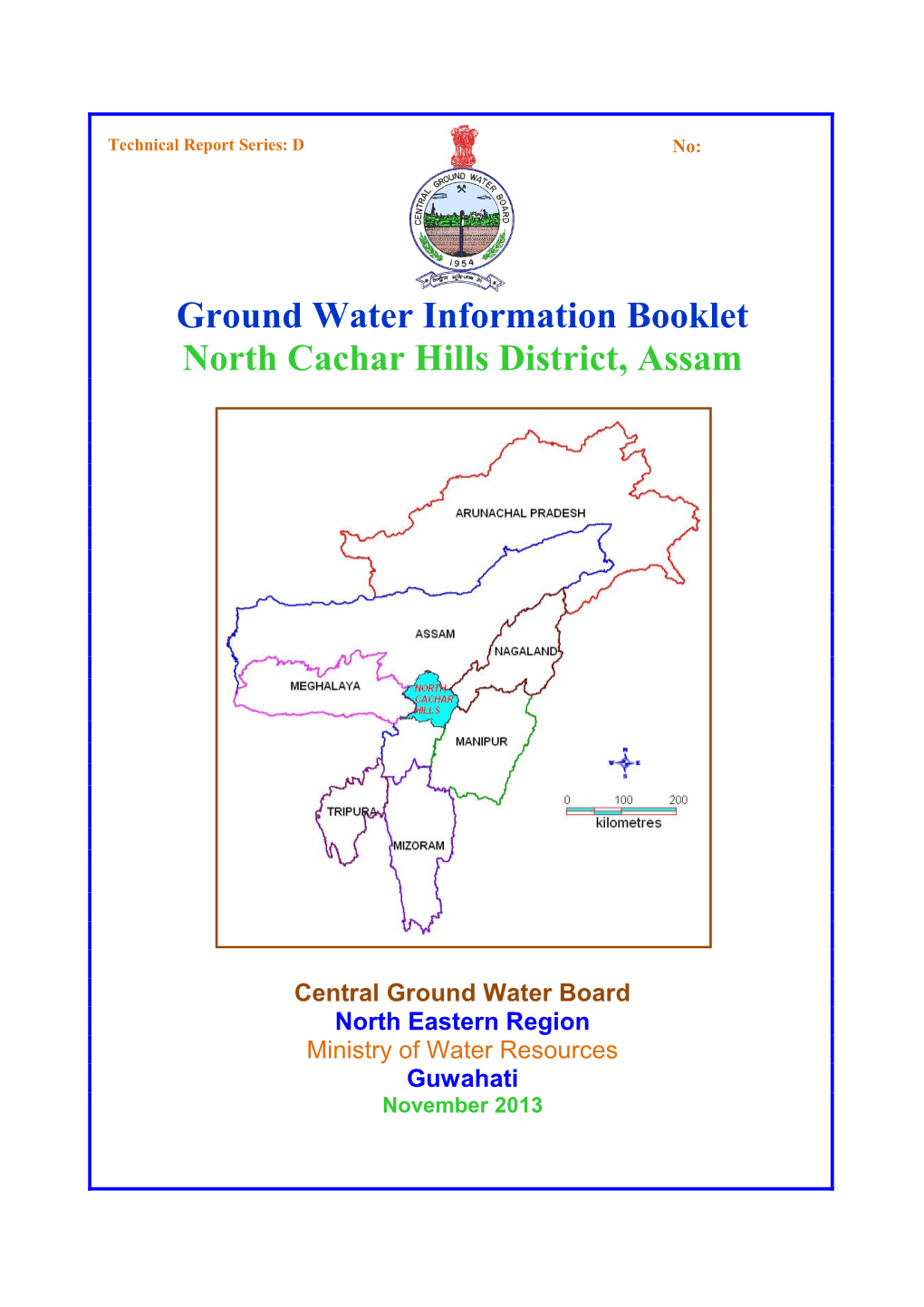 Ground Water Information Booklet North Cachar Hills District, Assam