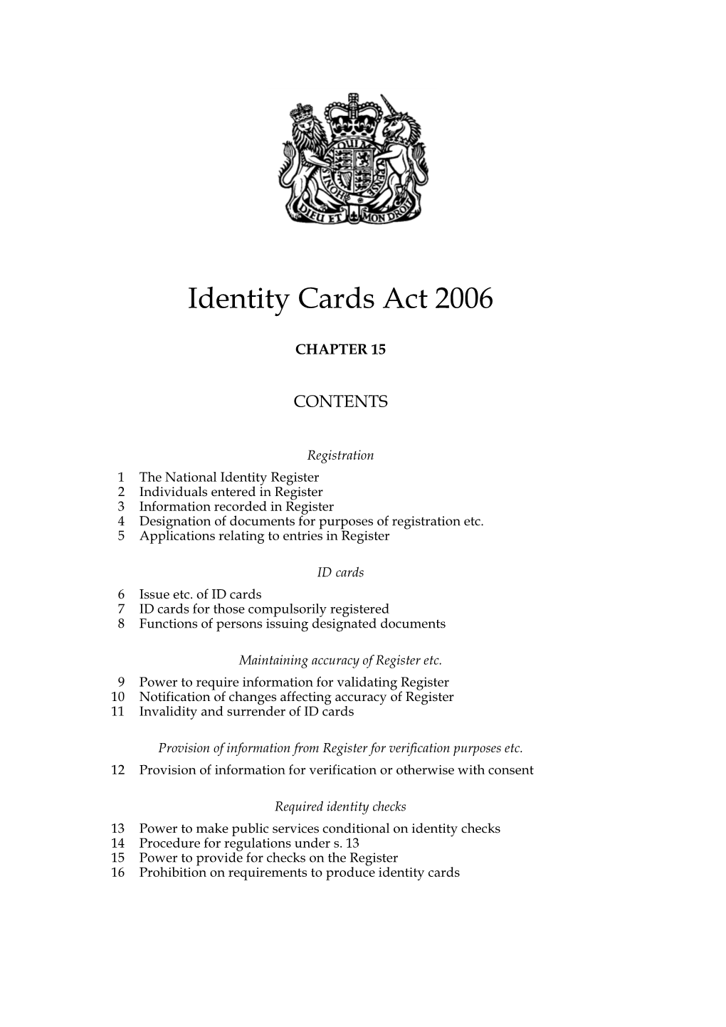 Identity Cards Act 2006
