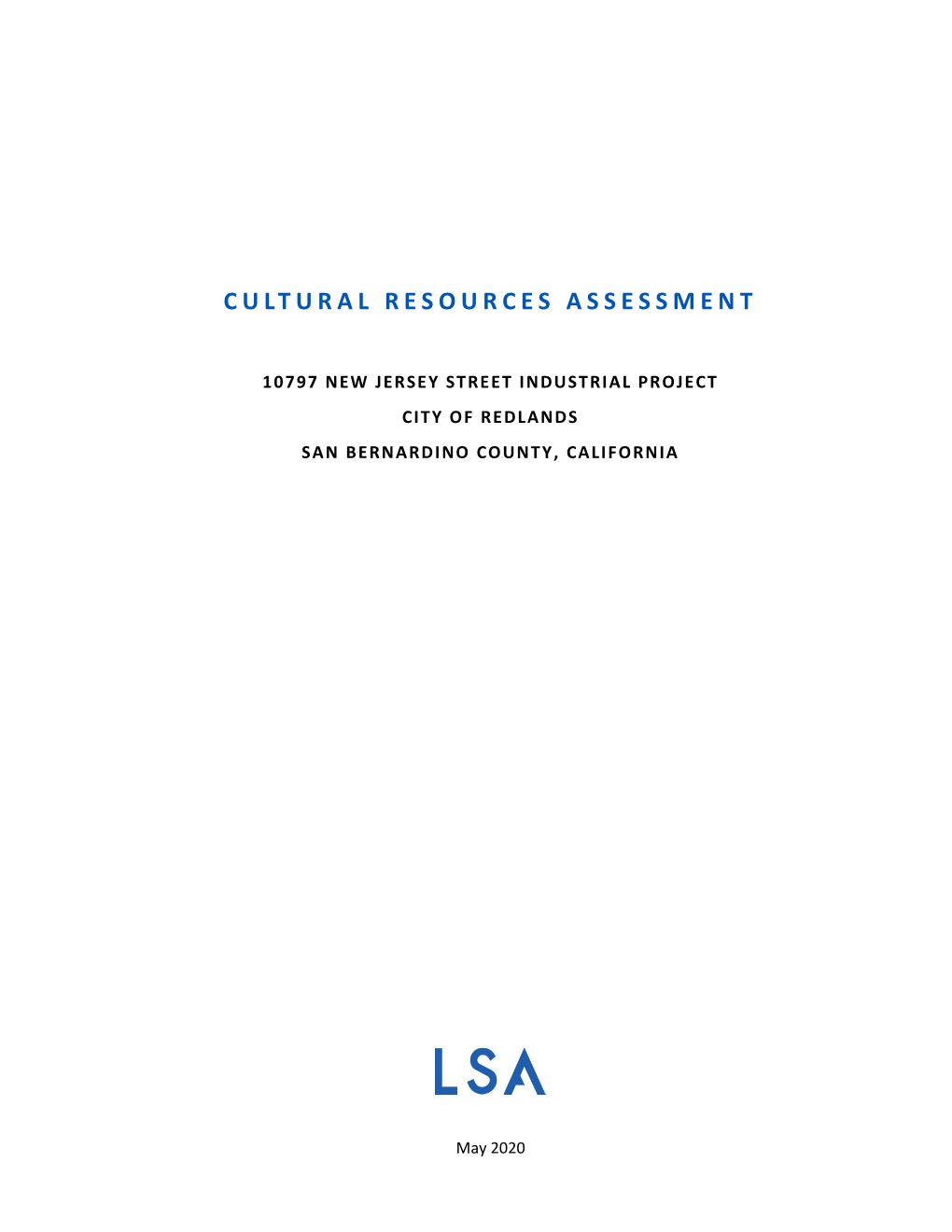 Cultural Resources Assessment